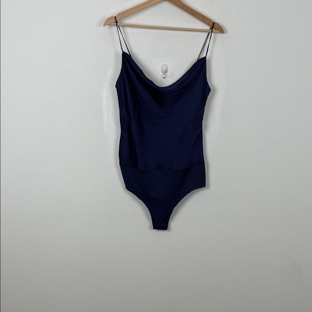 House Of Harlow 1960 Satin Navy Blue Spaghetti Strap Women' S Cami Bodysuit